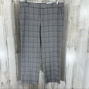 NWT Charter Club Gray Plaid Stretch Trousers Size 16P Wine Check